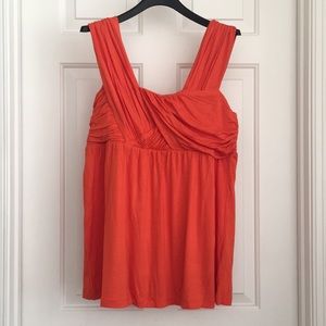 HP🔥 JohnPaulRichard Women’s Top L Orange Ruched Sleeveless Tank Top